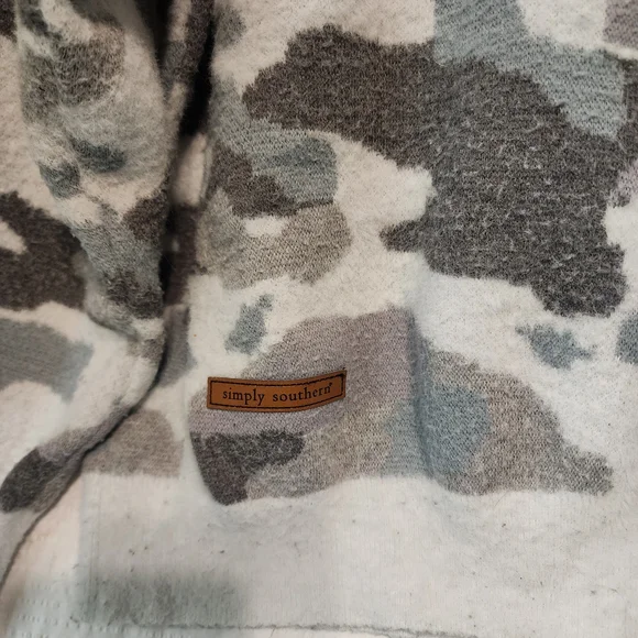 Simply Southern Gray and White Camouflage Sweater - Picture 3 of 13